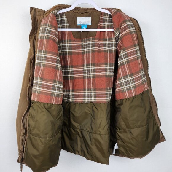 Columbia Mens Mid Weight Flannel and Nylon Lined Coat Size Large Brown - Picture 4 of 15